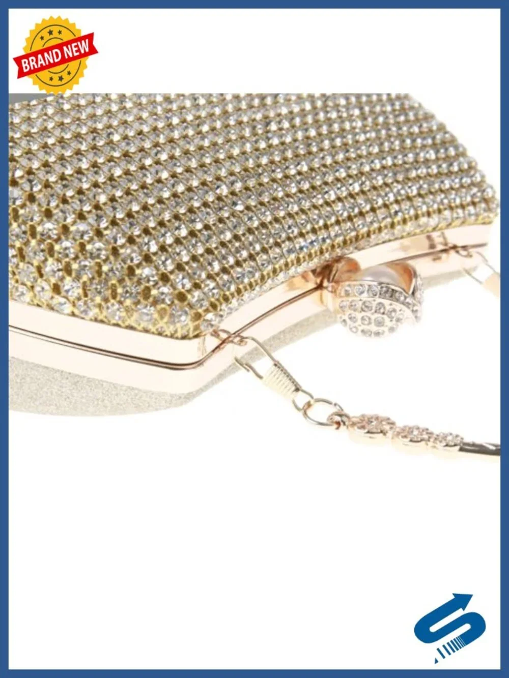 Sparkly Rhinestone Clutch Purse Evening Bag Satin Convertible Crossbody Wedding